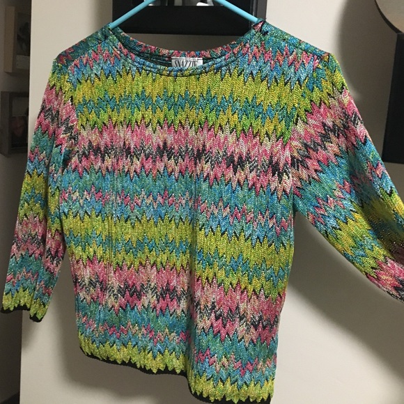Vintage Snazzie,  Colourful Metallic Top, Medium, EUC - Picture 2 of 8